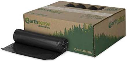 Earthsense Commercial RNW4050 Can Liner 33x39, 31-33 Gal, 1.25 mil, Black, (Case of 100)