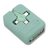 3 in 1 Multi Retractable Charging Cable Roll, ROSYCLO USB Fast Charger Data Transfer Cord Phone Holder Compatible iPhone, Type-C, Micro-USB, Android Devices, Tablets Connector (Green)