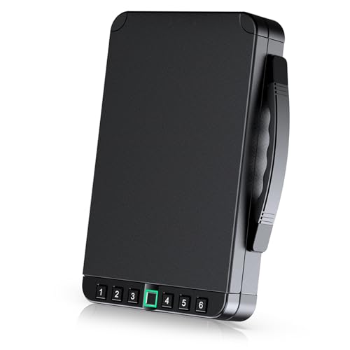 Portable Gun Safe for Handgun, Biometric Handgun Safe - Quick Access Fingerprint & Keypad Lock for Home/Car/Travel | USB Rechargeable | Fits Nightstand Drawer & Bedside