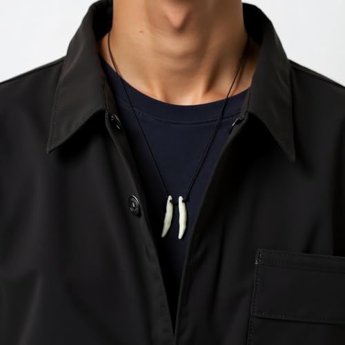 Facilier Costume Acrylic Shark Tooth Wolf Teeth Necklace for Tribal Wizard Witch Halloween Costume Cosplay Men Women4