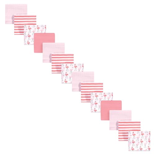Image of Hudson Baby Unisex Baby Cotton Flannel Receiving Blankets Bundle Set, Pink Flamingos 14-Pack, One Size