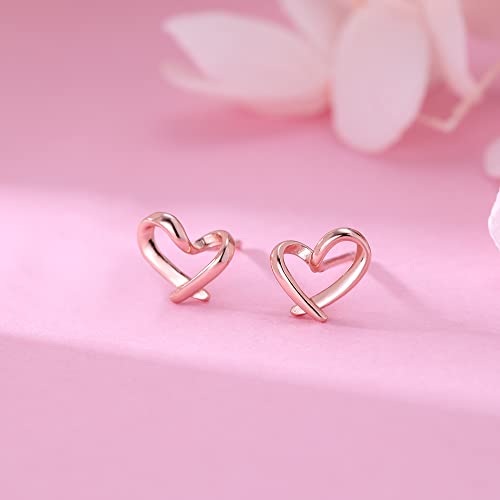 Reffeer AAE076 Solid 925 Sterling Silver Tiny Heart Stud Earrings For Women Teen Girls Love Heart Stud Earrings thumb #3