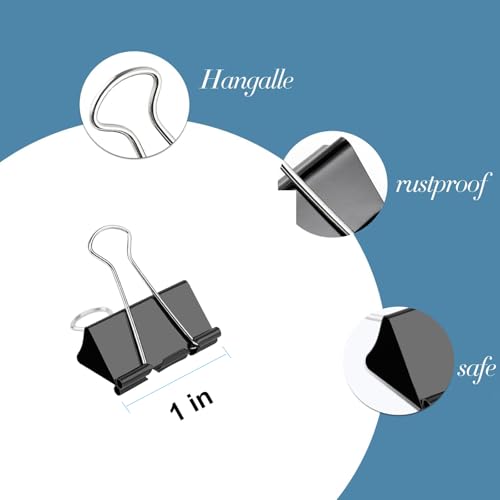 Image of Ufmarine Small Binder Clips 1 Inch Length, (72 Pcs) Small Paper Clips for Office Supplies
