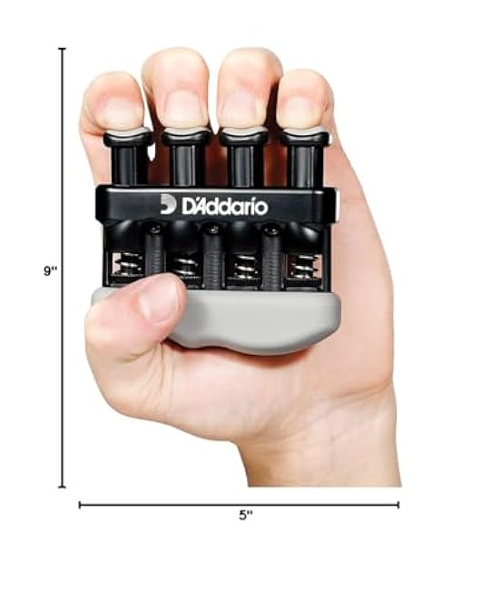 D'Addario Varigrip Finger Strengthener with Fiddilink - Finger Exerciser & Guitar Trainer with Simulated Strings for Callus Building - Strengthening & Coordination Tool for Guitar Players