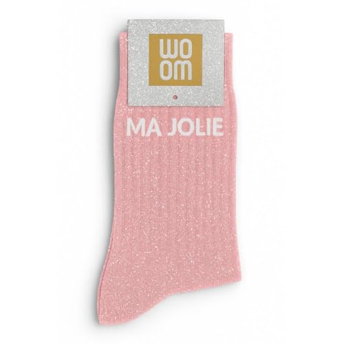 Chaussettes à paillettes JUL – Chaussette à Paillette à message JUL – Cadeau original femme – Confort Premium en Coton – Taille unique 36-40 (ROSE -...