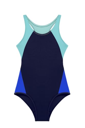 Image of Beautikini Period Swimwear One Piece Leakproof Menstrual Swimsuit Racerback Color Block Bathing Suit for Teen Girls Women