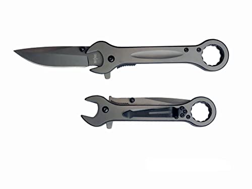 S-Tec 7.5" Wrench Tactical Spring Assisted Open Folding Pocket Knife Multi-Tool Black Stainless Steel Blade (Gunmetal) #TOP1