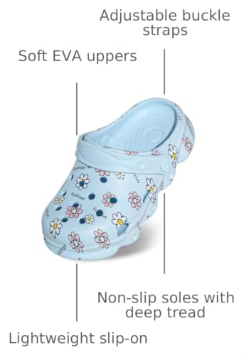 Image of Toddler Clogs for Girls Lightweight Kid Garden Clogs Breathable Slip-on Slides Sandals Slippers Children's Beach Water Shoes (xiaohua LAN, 24)