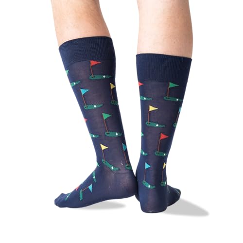 Hot Sox HM100107-C-NAVY-LARGE Men'S Sports And Outdoors Series Novelty Casual Fashion Socks, Golf thumb #3