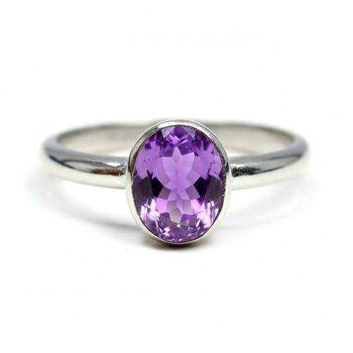 Bague améthyste argent 925 anti-ternissement anneau robuste ajusté taille 66