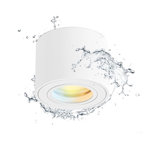 Gleonlux LED Aufbauspot Deckenspot IP44 Weiß Dimmbar, Aufputz Spots flach...