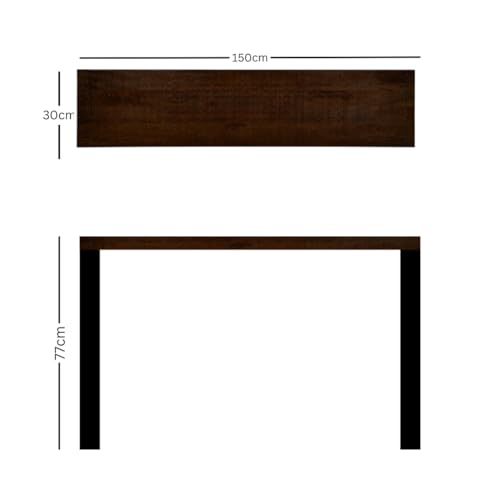 Image of 150cm Long Solid Wood Console Table for Bedroom, Home Entrance and Living Room. Mid-Century Modern Style Console Table. Home Entrance Decorative Table (Walnut, 150 * 30 * 77 Cm)