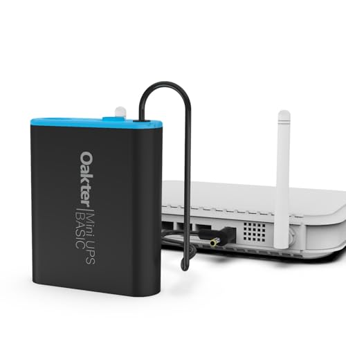 Image of Oakter Mini UPS Basic for WiFi Router Broadband Modem | Supports 12V-2A Routers. Backup Upto 3 Hours | WiFi Router UPS Power Backup During Power Cuts| Current Surge & Deep Discharge Protection