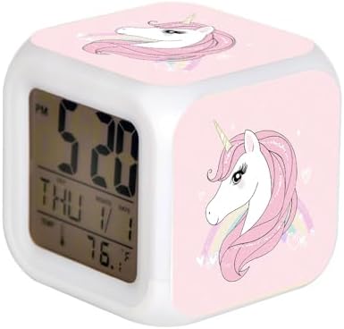 7 Colors LED Alarm Clock Digital Thermometer Alarm Clock Night Li...