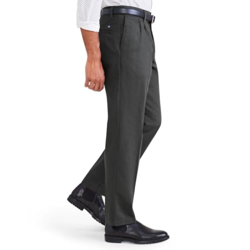Dockers Men's Signature Khaki Classic Fit Iron Free with Stain Defender® Pants - Pleated (Regular and Big & Tall), Steelhead, 38W x 36L - image 2