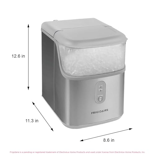 Frigidaire Countertop Crunchy Chewable Nugget Ice Maker, Compact, 33lbs per Day, Metallic Finish