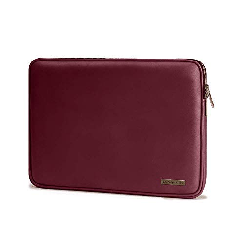 Image of DailyObjects Zippered Sleeve for MacBook & Laptop 13 Inch | Solid Burgundy PU Leather Sleeves with Inner Lining | Durable Stylish Light Weight Sleek Design with Zip Closure