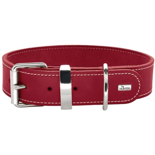 HUNTER AALBORG SPECIAL Hundehalsband, Leder, strapazierfähig, komfortabel, 55 (M), rot