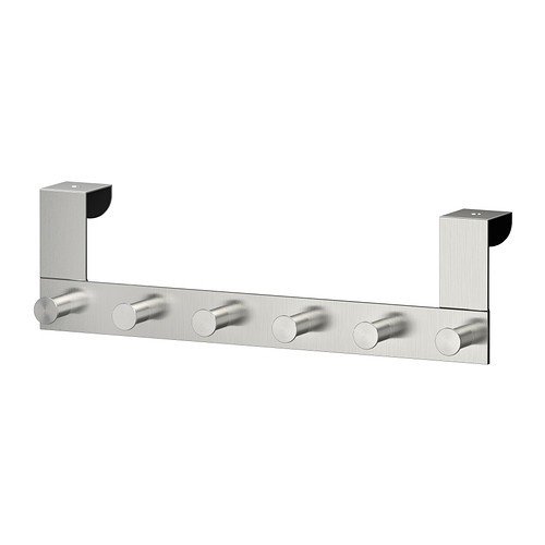 Ikea GRUNDTAL Stainless Steel OvertheDoor Hook Rack with 6 hooks