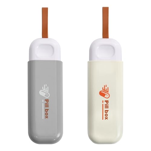 Set Di 2 Portapillole Giornaliero, Portapillole Tascabile Piccolo Portapillole Da Viaggio, Porta Pillole Da Tasca 3 Scomparti, Senza ABS Bisfenolo, Bianco E Grigio