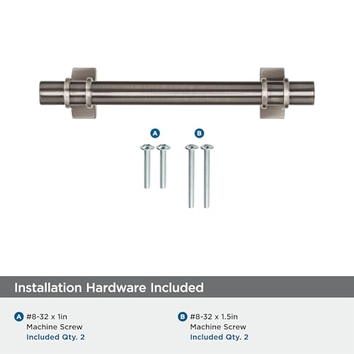 Image of Amerock | Cabinet Pull | Gunmetal | 3-3 /4 inch (96 mm) Center to Center | Davenport | 1 Pack | Drawer Pull | Drawer Handle | Cabinet Hardware