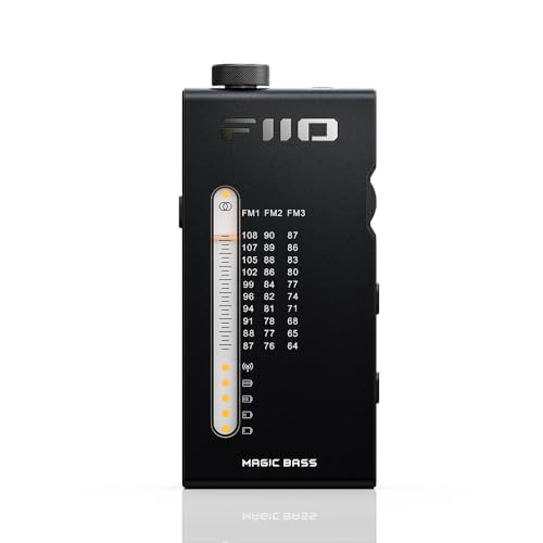 FiiO RR11 Receptor de radio estéreo FM de alta fidelidad portátil con sintonización PVR analógica, graves + efectos de sonido 3D, 64 MHz-108 MHz (negro)