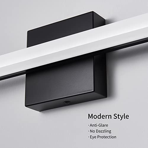 Image of Modern LED Vanity Lights for Bathroom 16IN 9W Daylight White Black Bathroom Light Fixtures Lights Over Mirror Vanity Lighting Fixtures Vanity Light