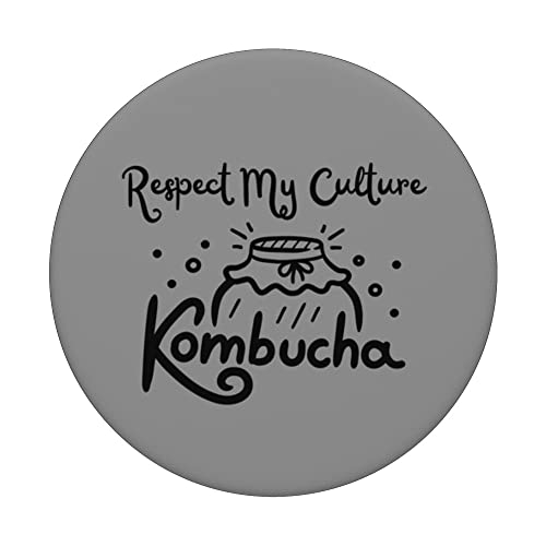 Kombucha respect my culture tea fermentation Scobie PopSockets Swappable PopGrip, Black - Image 3