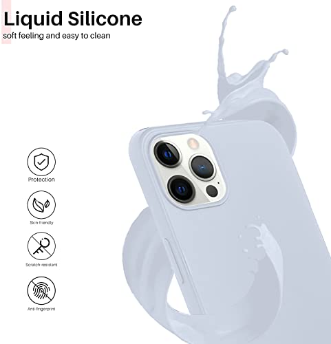 Image of VONZEE Microfiber Candy Case Compatible for iPhone 12 Pro Max (6.7 inch) Shockproof Slim Back Cover Liquid Silicone Case - Sea Grey