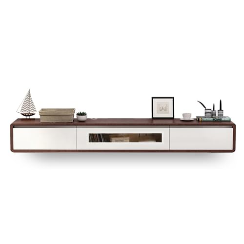 Meuble flottant sous TV bicolore en bois au design épuré