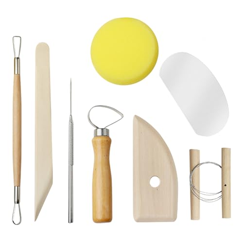 8-Piece Clay Tools Set, Clay Sculpting Tools Set for Beginners & Professionals, Pottery Tool Kit for DIY Crafts, Modeling, Carving, Scraper(Wood)