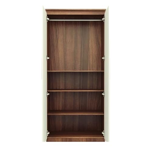 Image of AAVATAR 2 Door Wood Wardrobe with Shelves and Hanging Space for Bedroom, Engineered Wood Cabinet for Clothes, White, 75 x 30 x 19 Inch