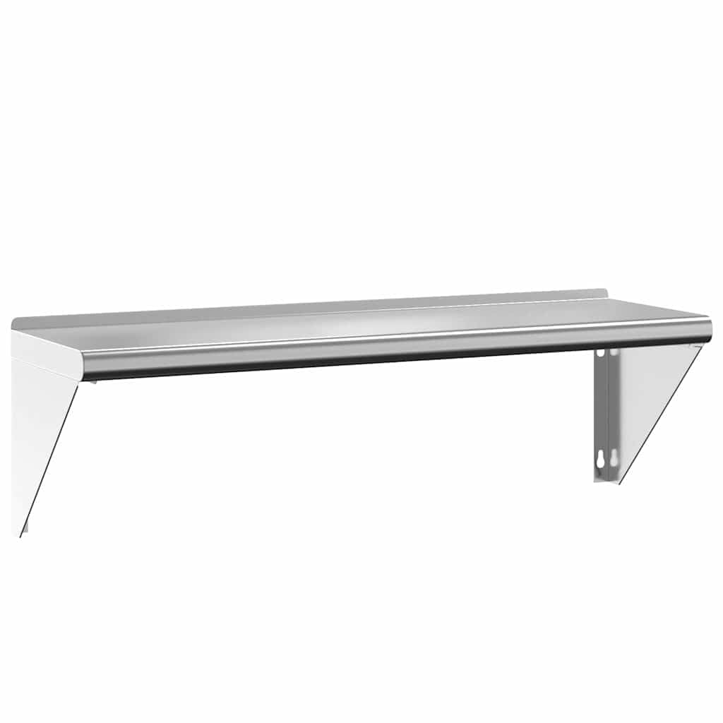 Scaffale da parete da 100 x 30 x 31 cm, in acciaio inox spazzolato, con portata di 50 kg, per ristorazione, cucina, soggiorno e bar, argento