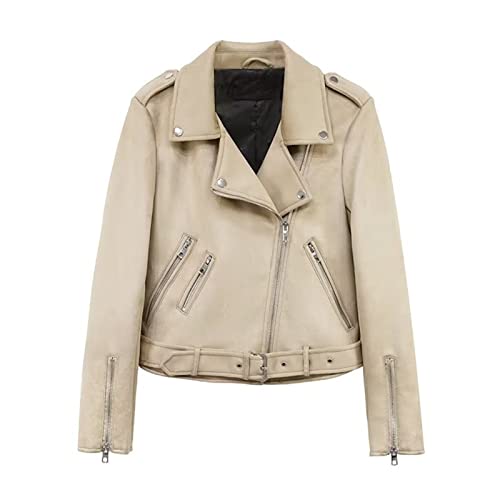 Manteau de motocycliste en daim veste de moto ajustée pour femmes avec ceinture