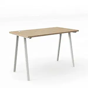 HNI India NUCLEO Ergonomic Design Table Executive, Home Study & Office Work Desk Modular Workstation Furniture | 25 mm Wooden top, Powder Coated Metal Tubular Legs, A Shaped (White, 900 MM)