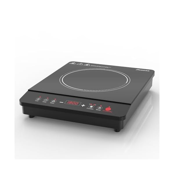 Panana Portable Induction Cooktop Hot Plate Countertop Burner 1800W, 10 Temp Levels, Timer, Auto-Shut-Off, Touch Panel, LED Display, Auto Pot Detection, Child Safety Lock (Red LED Dispaly 2)
