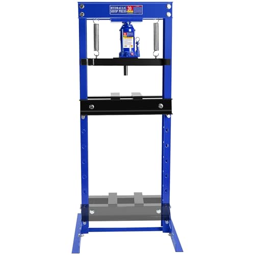 Hydraulic Press 20 Ton, h-Frame Shop Press with Adjustable Worktable & Steel Plates, for Bearing Removal, Metal Bending, Auto and Home Mechanics Use, Blue