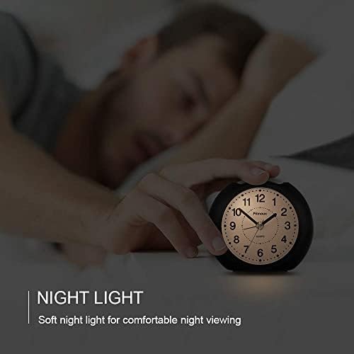 Pilmoux Silent Alarm Clocks Bedside Battery Powered Basic Clocks for Bedrooms Non Ticking Travel Clock Easy to Read Snooze Night Light for Home Kids Children