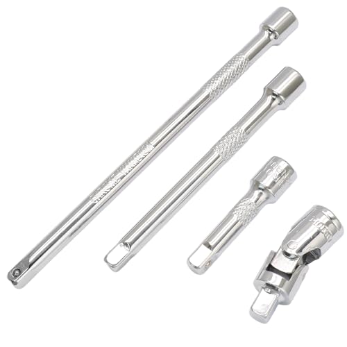 HARSKIYER 4 Pcs 1/4 Inch Socket Extension Set CR-V Bars Universal Joint