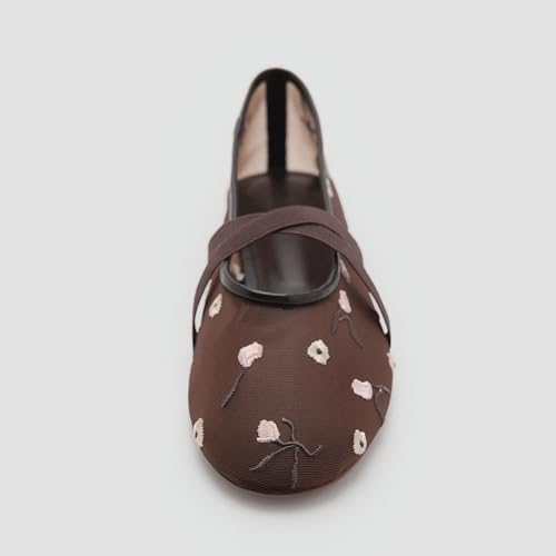 Mesh Mary Jane Flats for Women, Breathable Embroidery Design, Elegant and Comfortable Slip-On Ballet Dress Shoes4