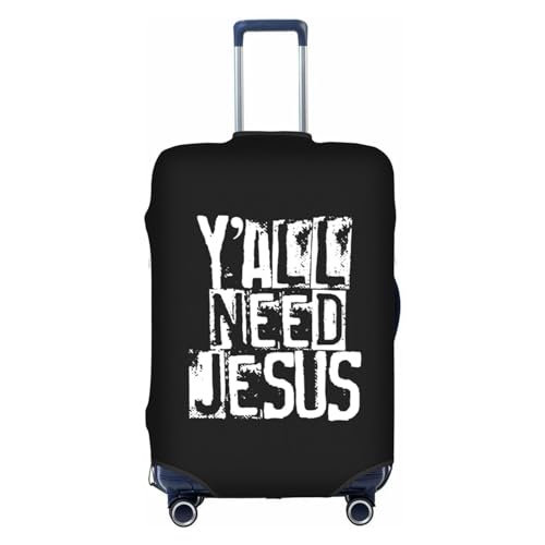 Y'All Need Jesus Luggage Covers Dustproof Anti-Scratch Luggage Suitcase Protective Cover Elastic Washable 22-24 Inch Luggage Suitcase Protective Cover, Large, White