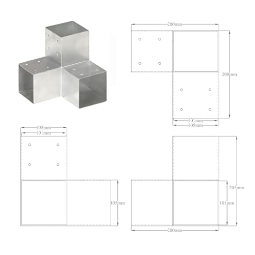 Conector de postes en Y de 101 mm en acero galvanizado de 3 vías 7