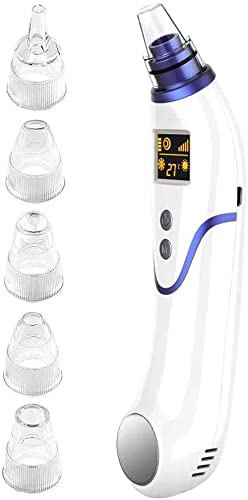Blackhead Remover Vacuum, Facial Pore Vacuum Cleaner, Blackhead Vacuum Electric Acne Comedone Extractor Kit, Blackhead Removal Tool with LED Display, 5 Suction Probes for Women & Men