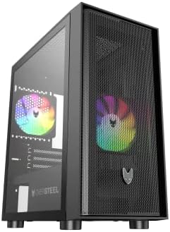 Oversteel Aeris - Gaming PC Case Compatible with Micro ATX and ITX Boards, 2 120mm RGB Fans Included, Mesh Front Panel, 2 Dust Filters, Tempered Side Glass, USB 3.0, White