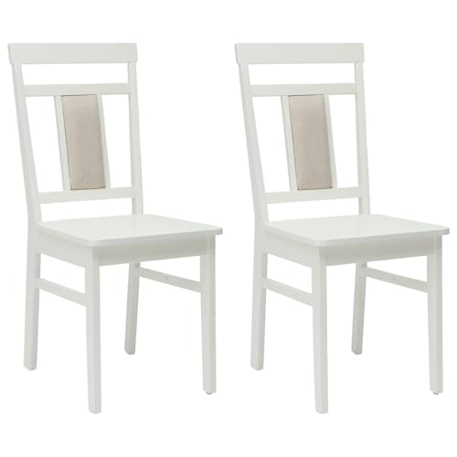 Sinkzol Sillas de comedor 2 piezas de madera maciza de caucho blanco con cojín acolchado y construcción robusta para comedor, cocina, salón, comedor y bistró