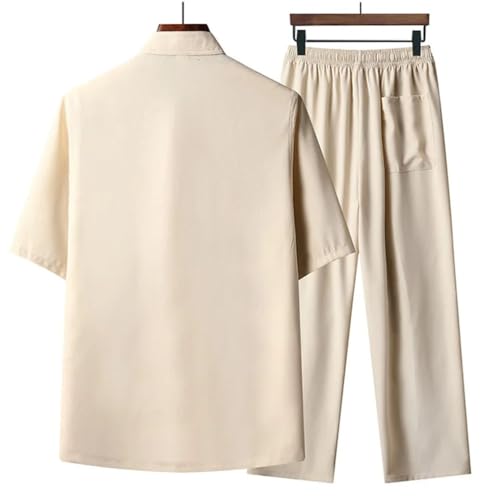 Chinese Style Embroidery Set Men's Stand Collar Shirt and Pants Loose Casual Two-Pieces Outfits2