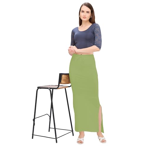 Image of DESI GIRL Cotton Lycra Stretchable Saree Shapewear Petticoat with Drawstring for Women | Fishcut Saree Petticoat with Side Slit for Easy Movement | Saree Shaper | Long inskirt