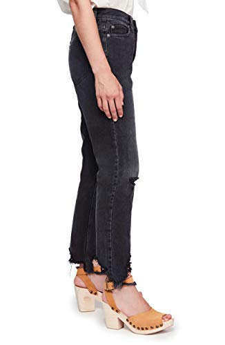 Free People Women's Chewed Up Mid-Rise Straight Jeans2