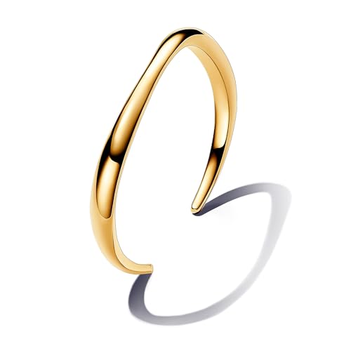 PANDORA Essence Pulsera rígida abierta chapada en oro de 14 quilates, 2