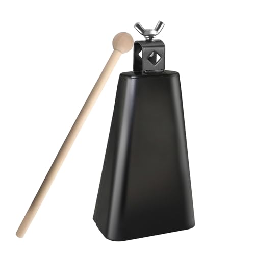 GOGHOST Steel CowBell with Stick, Noise Makers Hand Metal Percussion Cow Bells for Drum Set (6')